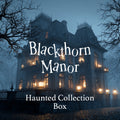 Haunted mansion with 'Blackthorn Manor' and 'Haunted Collection Box' text
Horror Wax Bars. Horror Candles. Spooky Wax Bars. Horror Candles. Horror Bath and Body. Spooky bath and body. 