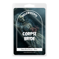 Hallowscents Corpse Bride packaging with a skeleton and flowers on a white background. Horror Wax Bars. Spooky Wax Bars. Horror Bath and Body