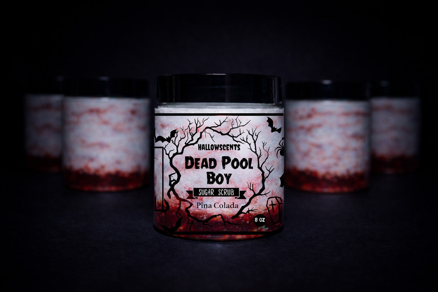 Candle labeled 'Dead Pool Boy' with a dark background. Sugar SCrub
Horror Wax Bars. Horror Candles. Spooky Wax Bars. Horror Candles. Horror Bath and Body. Spooky bath and body. 