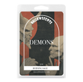 Packaging of Hallowscents 'Demons' with illustrations and text. Horror Wax Bars. Spooky Wax Bars. Horror Bath and Body. Spooky Bath and Body. 