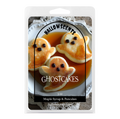 Packaging of 'Ghostcakes' with maple syrup and pancakes design, featuring the brand 'Hallowscents'.
Horror Wax Bars. Horror Candles. Spooky Wax Bars. Horror Candles. Horror Bath and Body. Spooky bath and body. 