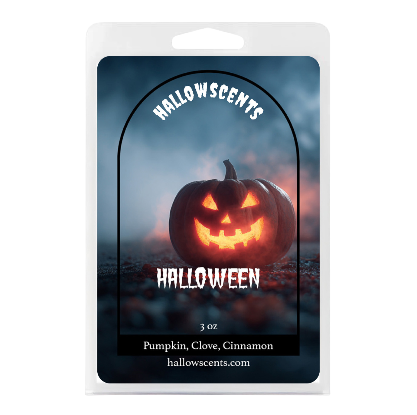 Hallowscents, halloween wax bar, jack o lantern. Horror Wax Bars. Spooky Wax Bars. Horror Bath and Body. Spooky Bath and Body. 