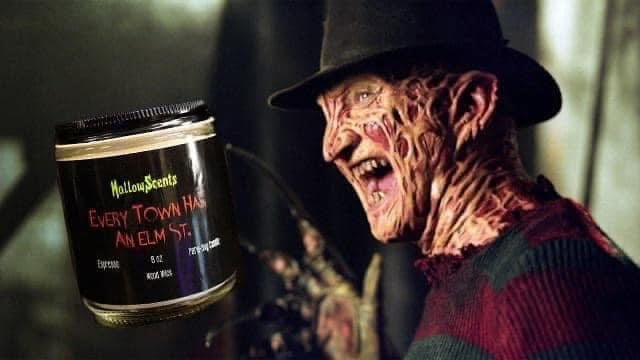 Freddy Krueger character next to a Halloween Scents candle labeled 'Every Town Has An Elm St'.
Horror Wax Bars. Horror Candles. Spooky Wax Bars. Horror Candles. Horror Bath and Body. Spooky bath and body. 