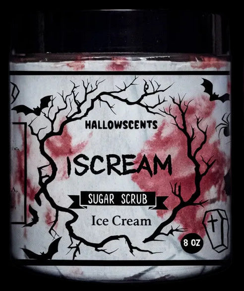 Sugar Scub: Scent Ice cream container with 'ISCREAM' branding on a dark background