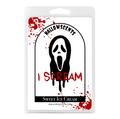 Hallowscents 'I Scream' sweet ice cream packaging with a ghost face design.
Horror Wax Bars. Horror Candles. Spooky Wax Bars. Horror Candles. Horror Bath and Body. Spooky bath and body. 