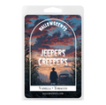 Hallowscents Jeepers Creepers wax melt package with sunset design and silhouette of a person and car.
Horror Wax Bars. Horror Candles. Spooky Wax Bars. Horror Candles. Horror Bath and Body. Spooky bath and body. 