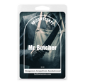 Hallowscents Mr. Butcher wax melt packaging with a person holding a 
knife.
Horror Wax Bars. Horror Candles. Spooky Wax Bars. Horror Candles. Horror Bath and Body. Spooky bath and body. 