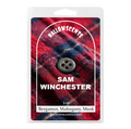 Hallowscents Sam Winchester candle packaging with plaid design and button detail.
Horror Wax Bars. Horror Candles. Spooky Wax Bars. Horror Candles. Horror Bath and Body. Spooky bath and body. 