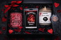 Halloween-themed product set with candles and packaging on a dark background. Horror Themed Wax Bars and Bath Products