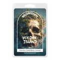 Packaging of Hallowscents Voodoo Island candle with island and skull 
design.
Horror Wax Bars. Horror Candles. Spooky Wax Bars. Horror Candles. Horror Bath and Body. Spooky bath and body. 
